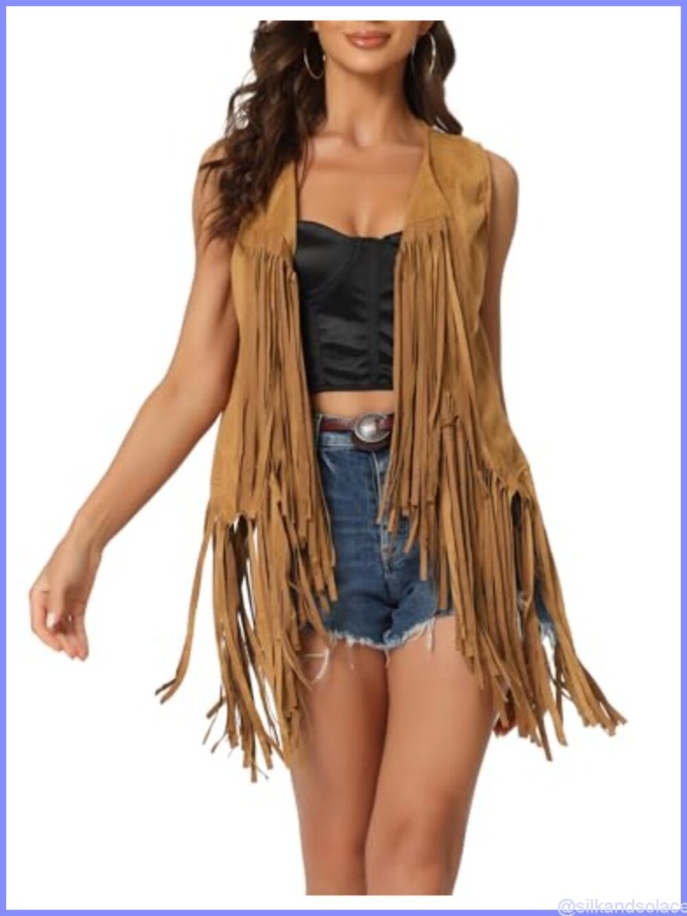 Sleeveless Fringe Vest Western Cardigan Faux Suede Tassel